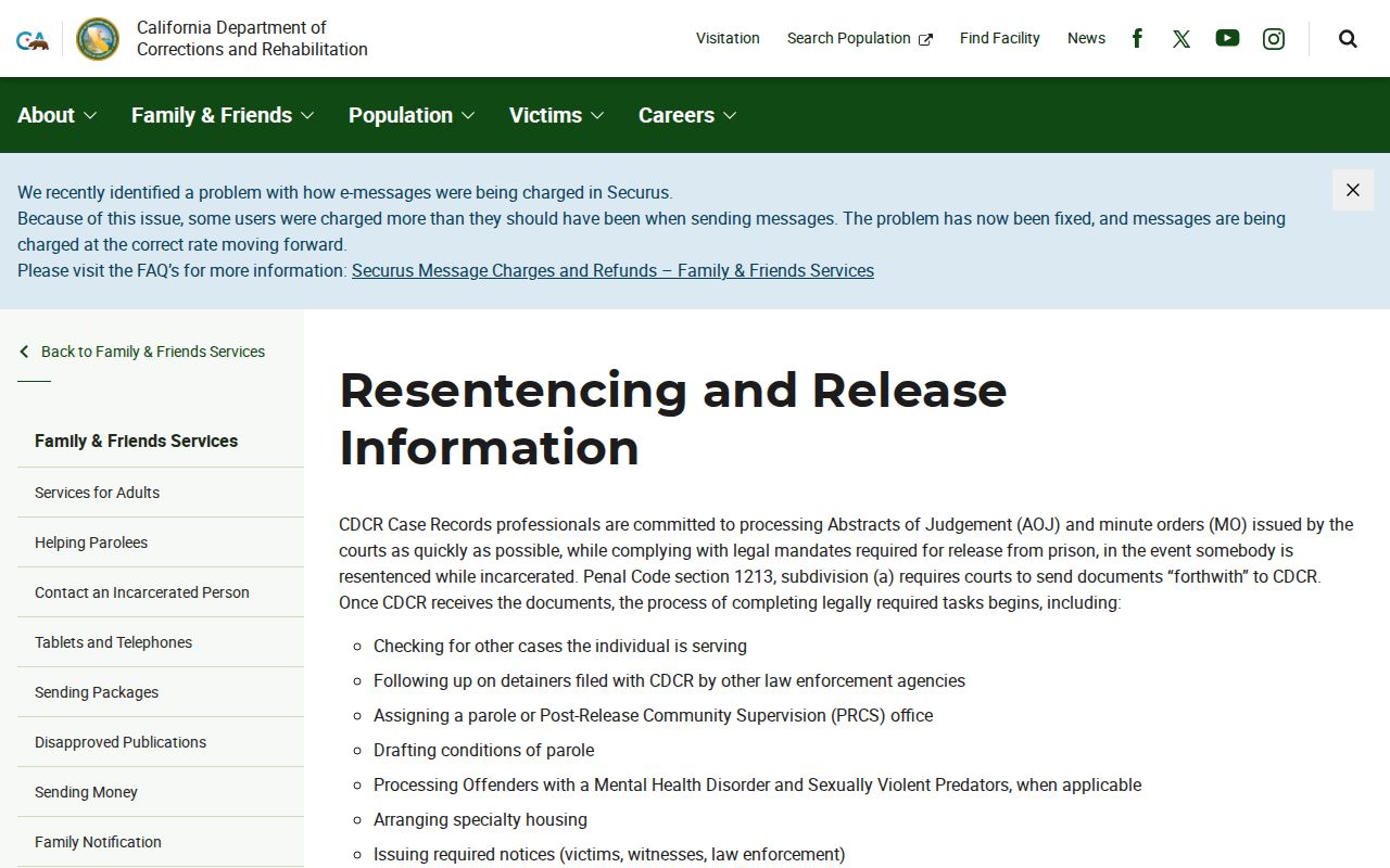 CDCR release processing information for Calipatria State Prison releases